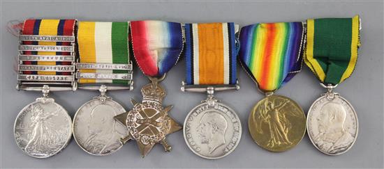 A Boer War and WWI medal group to SJT. T. H. Lomax, 16th Coy, Imp. Yeo. and Worcs. Yeo.,
